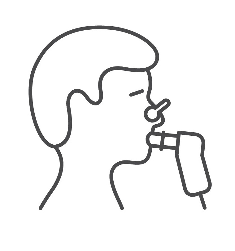 Icono de una persona realizando una espirometría.