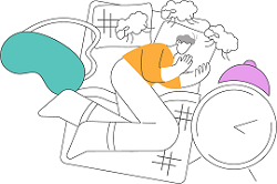 Dibujo hombre en la cama