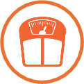 Icono naranja de una báscula
